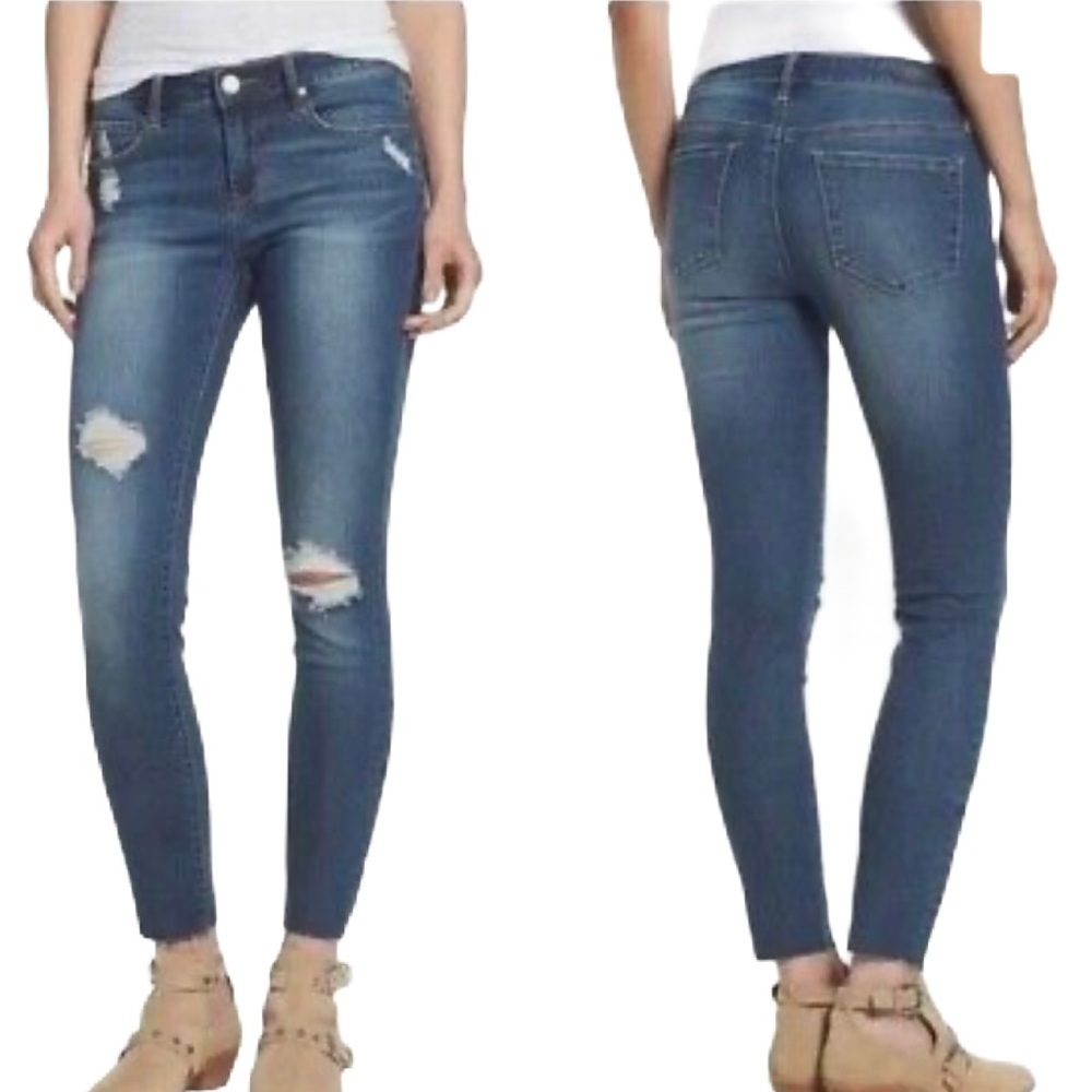 Sz25 Articles of Society Skinny Distressed Raw Hem Denim in Wood Wash VVGUC
